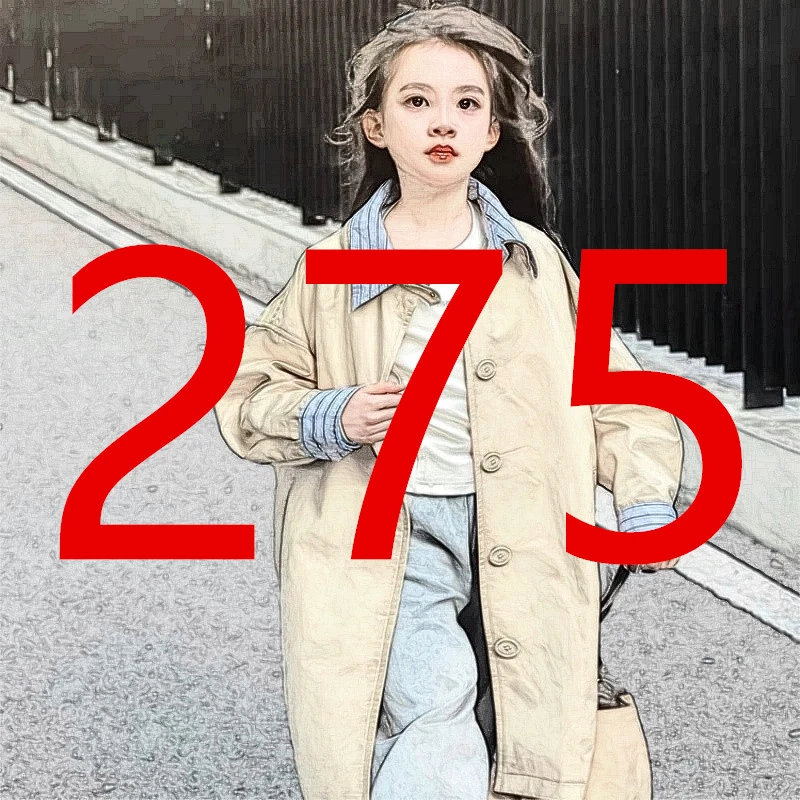 【MG】编码275童装2025高定风衣款毛领时尚气质长款66120