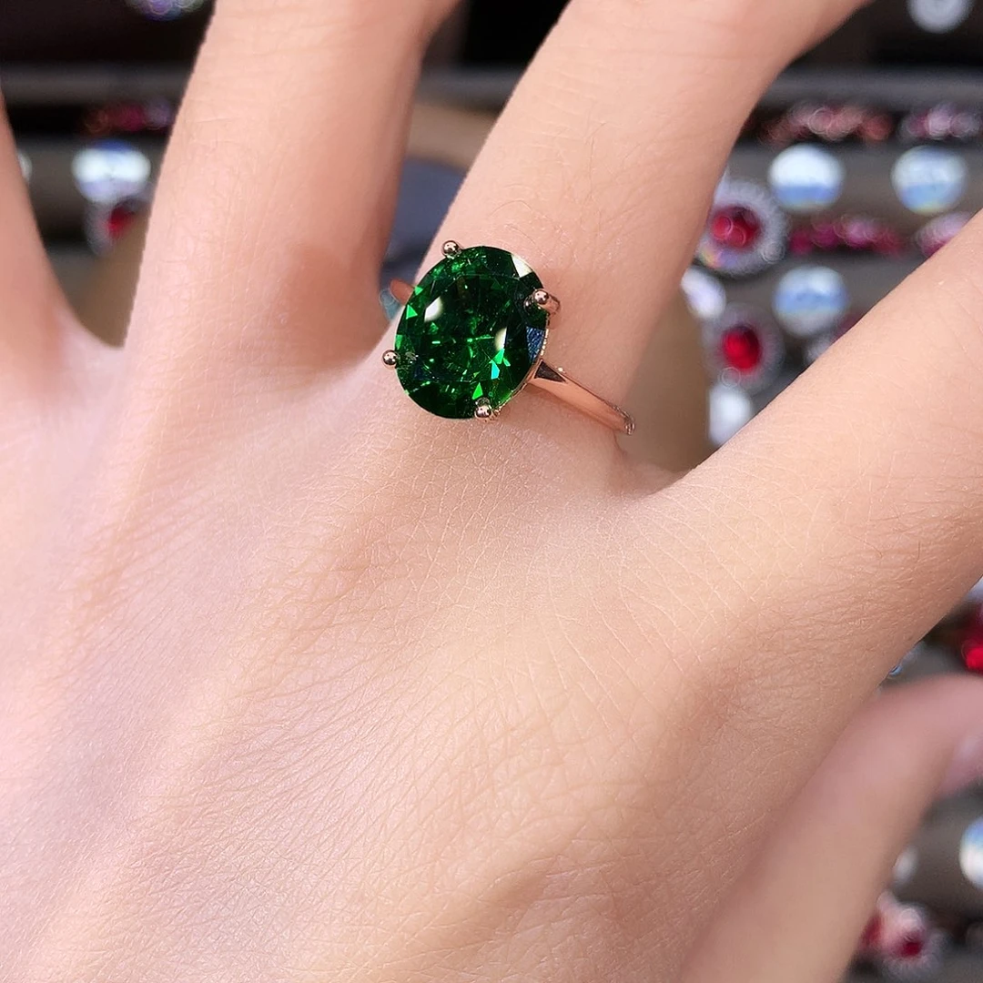 银S925镶嵌戒指碧玺玫瑰金911