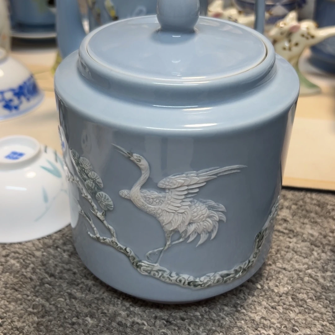 中***好盖罐景德镇陶瓷颜色釉盖罐