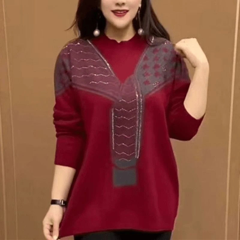 高档洋气针织衫秋季网红新款时尚百搭中长款长袖减龄气质高档衬衫