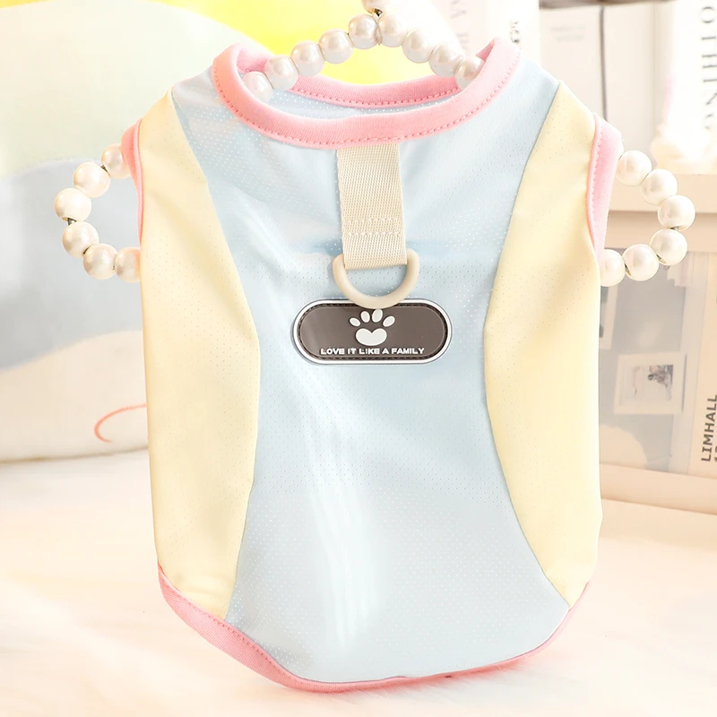 狗狗衣服春夏装薄款猫咪冰丝网眼背心T恤牵引小型犬泰迪宠物6743