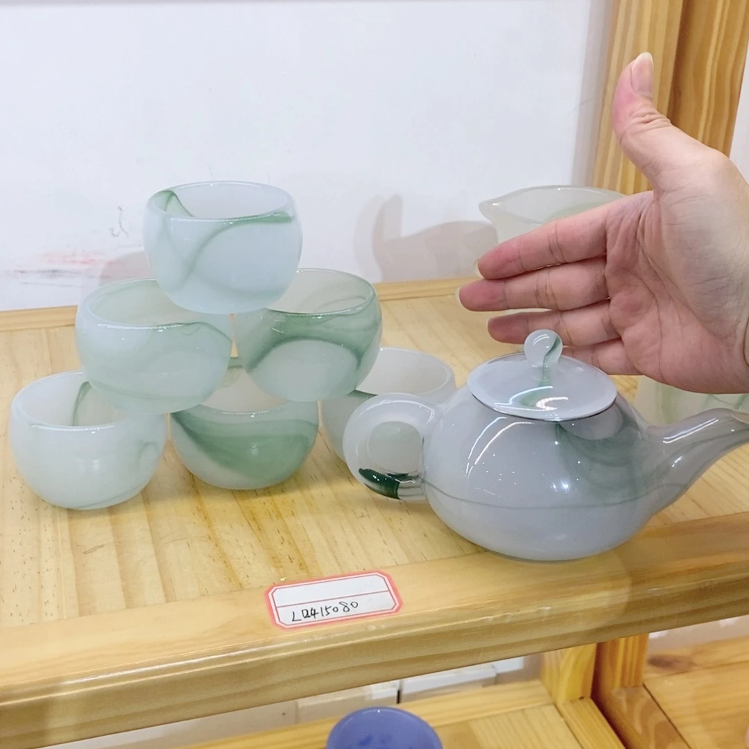 琉璃手工艺品漂绿茶壶 客杯6
