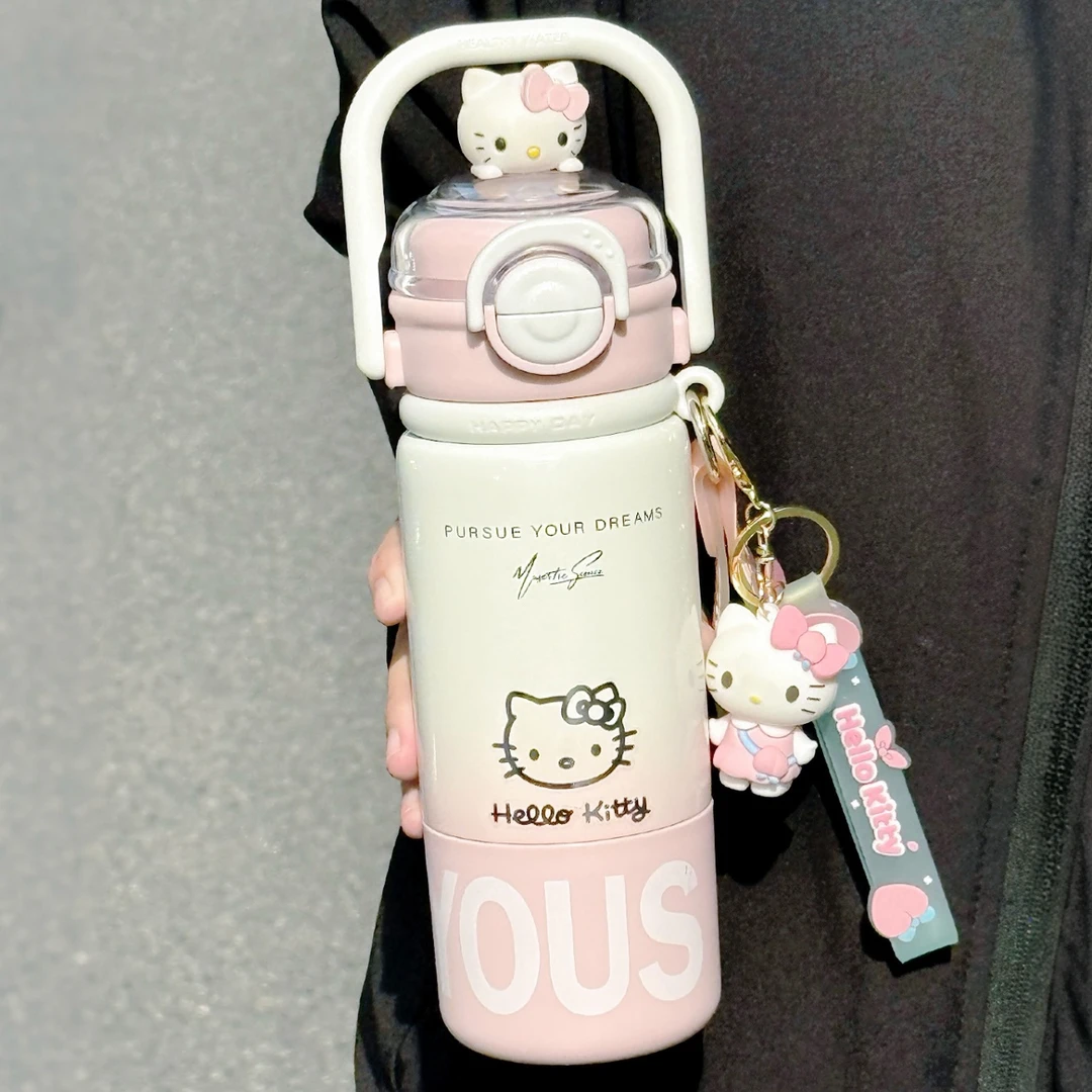 少女心保温杯女生高颜值水杯双饮吸管杯学生上学专用手提便携杯子