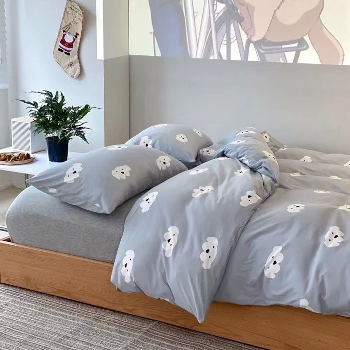 针织棉天竺棉四件套全棉纯棉床单裸睡卡通可爱被套柔软南通家纺