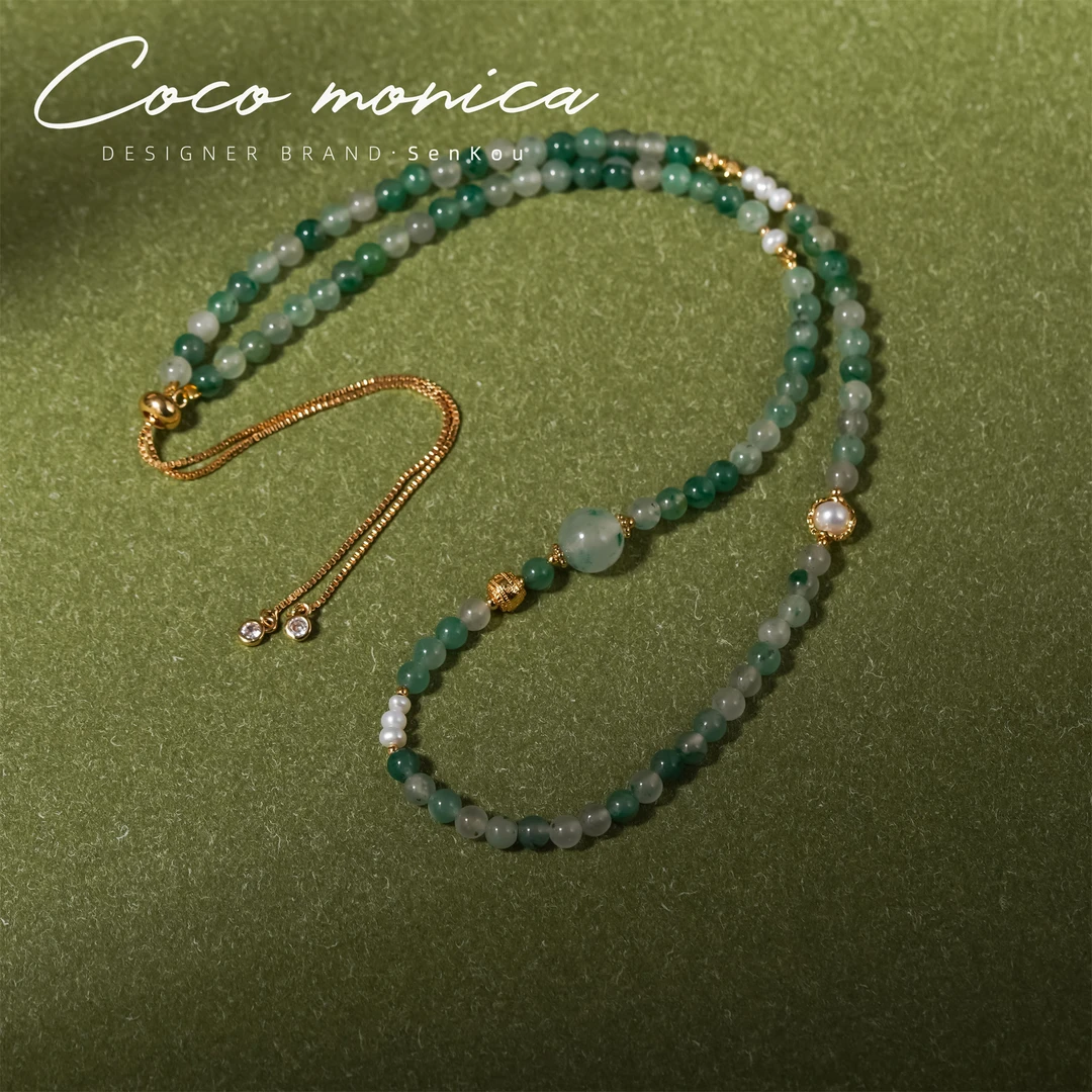 【小霞珠宝】非洲翠珍珠项链手工轻奢编织古风小众清新手作 AC763