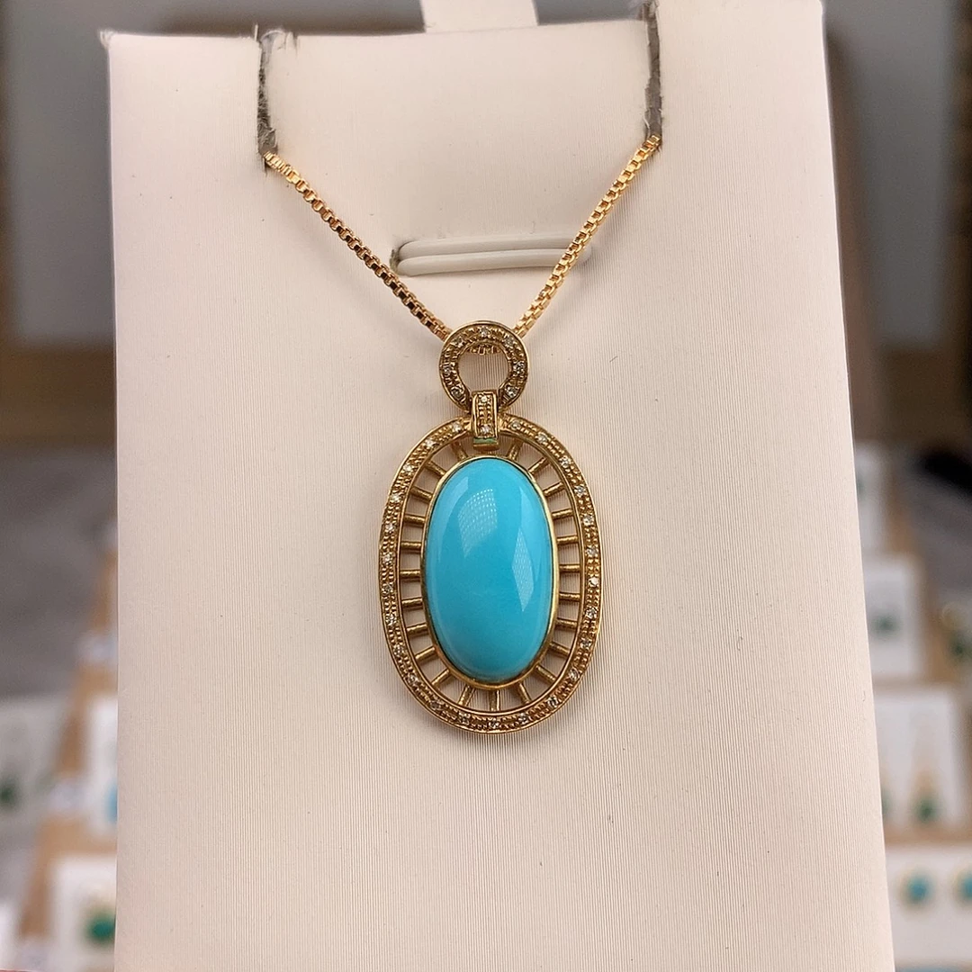 绿松石18K金镶嵌吊坠(不含链)