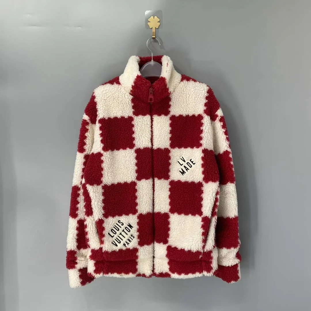 99新 LouisVuitton/路易威登 /葡萄籽奢潮/红色泰迪棋盘格外套/S