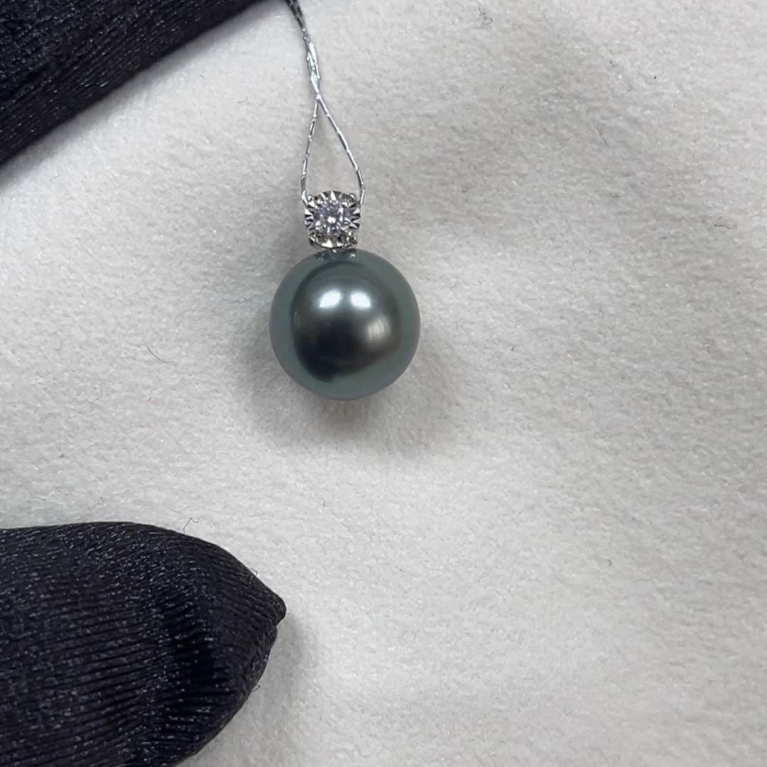 海水珍珠18K金镶嵌吊坠(不含链)10.2mm