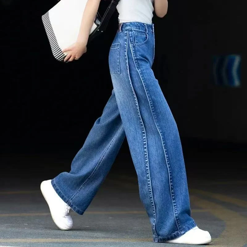 BAIXIYUAN/佰西源/全棉阔腿裤秋冬季牛仔裤高腰显瘦腿长常规款