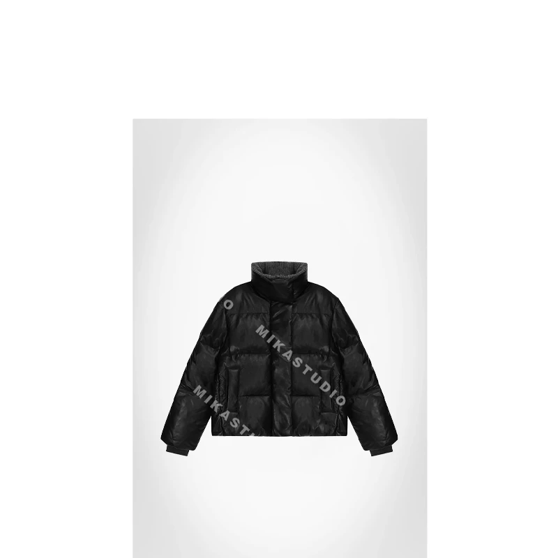 孤品连帽立领皮鹅绒外套【100%绵羊皮 拼接针织:山羊绒】ABSJ852