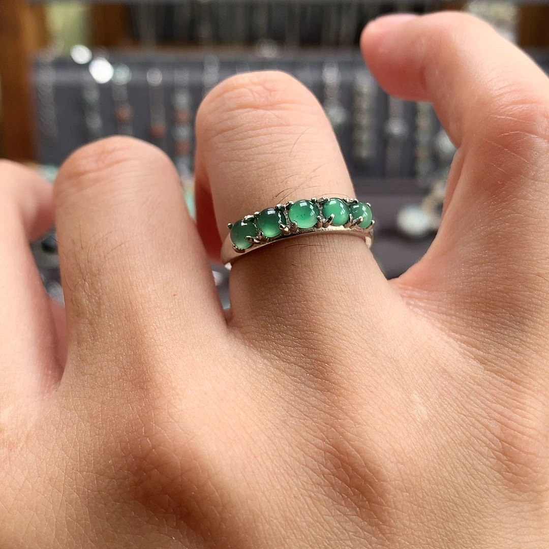 翡翠戒指银S925镶嵌0032