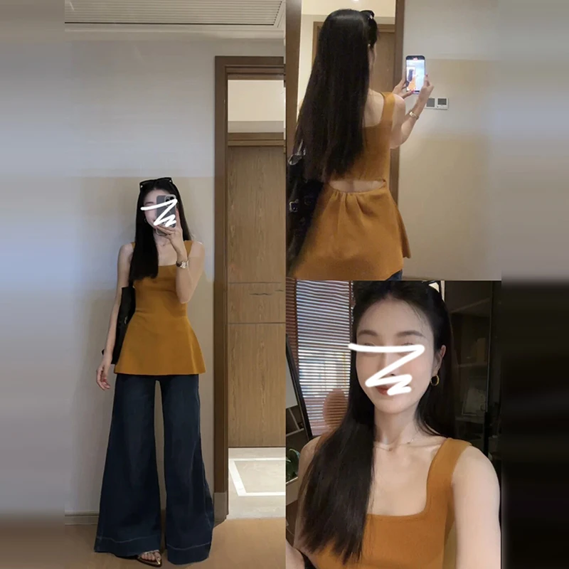 4180吊带背心女夏外穿2025新款绝美多巴胺设计感小众针织无袖上衣