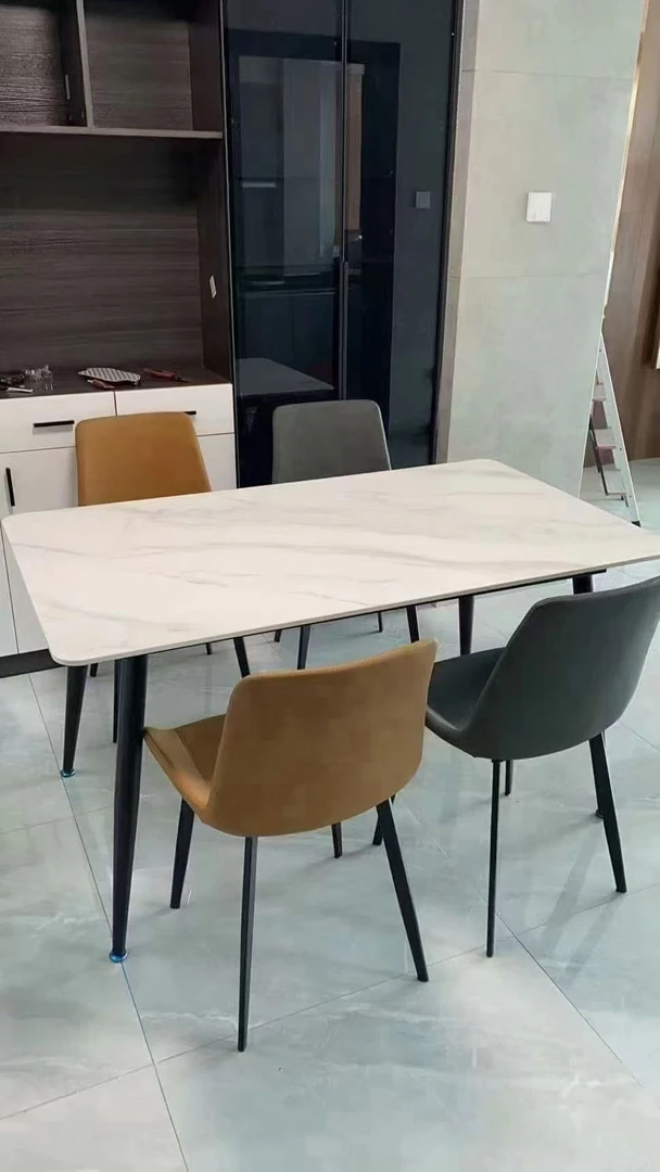 岩板餐桌椅组合家用小户型意式极简饭桌现代简约轻奢长方形桌子