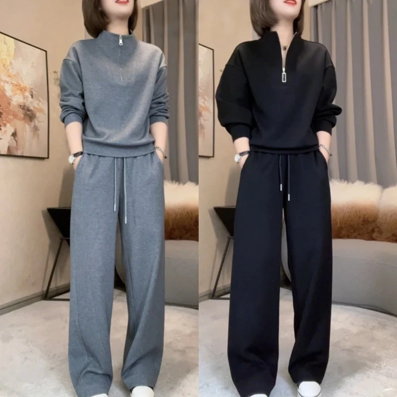 时尚运动套装2025春季新款休闲先时尚宽松显瘦卫衣长裤遮肉两件套