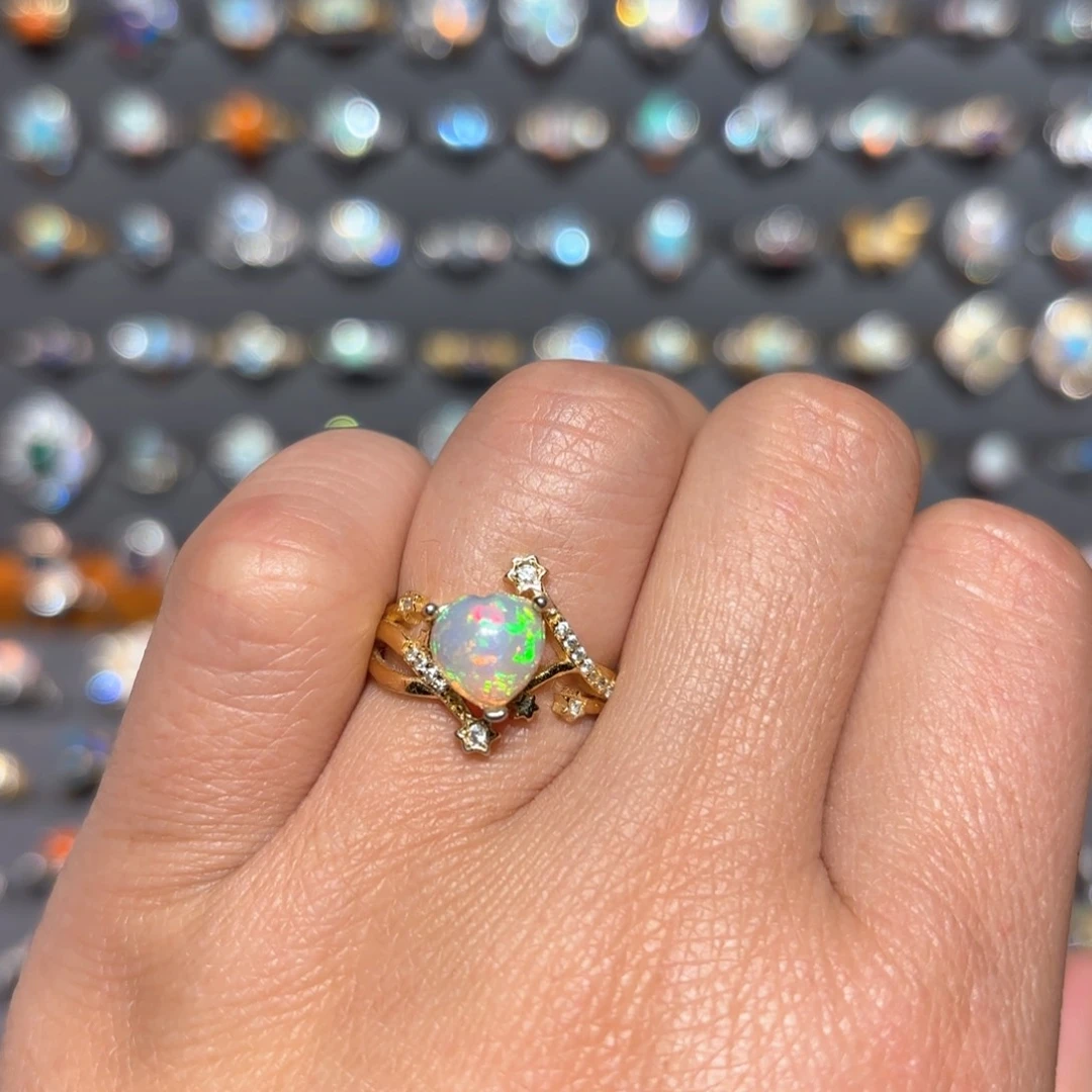 欧泊戒指银S925镶嵌欧泊戒指