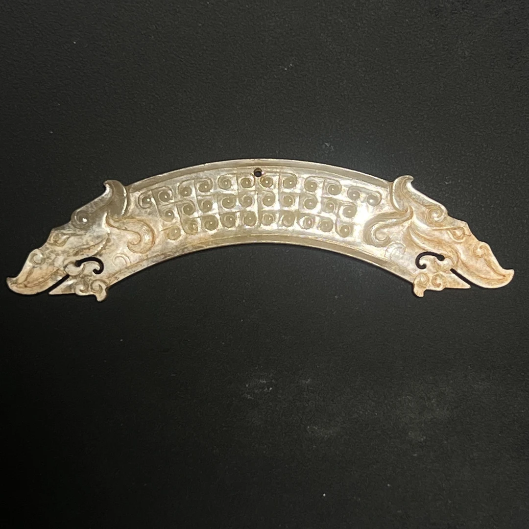 明代连线纹双龙首玉璜/DJ039376/集萃斋