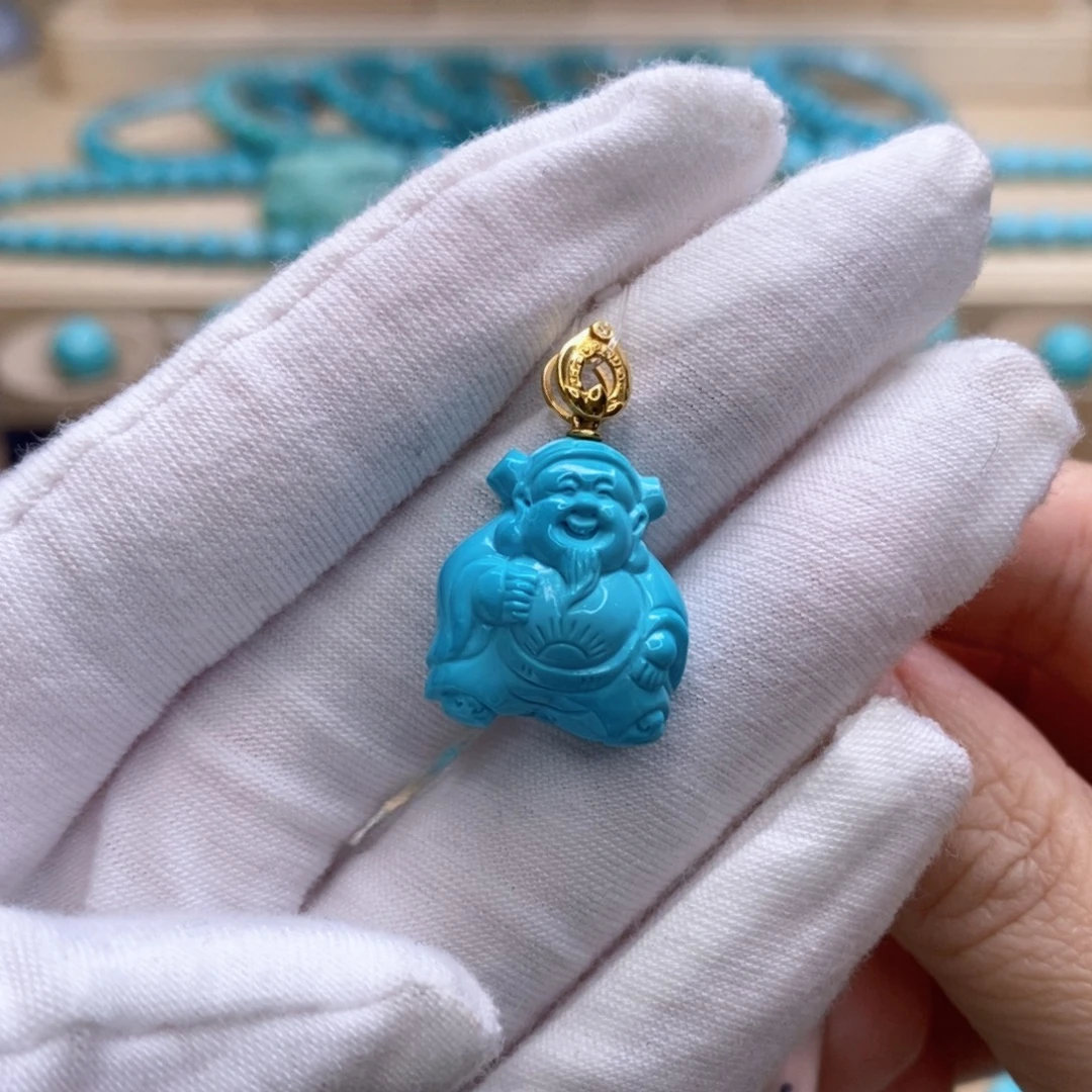 绿松石18K金镶嵌珠宝奇石