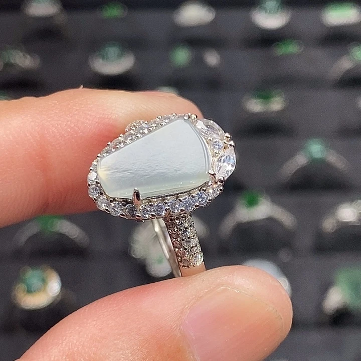 翡翠银S925镶嵌戒指