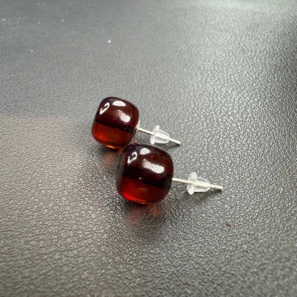 10+天然缅甸琥珀耳钉耳环耳饰时尚百搭耳坠气质复古民族国风红色