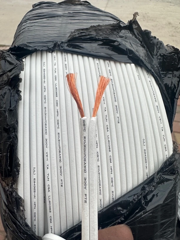 进口旧线 2X1.31平方 ｛白色有字款｝平行阻燃线