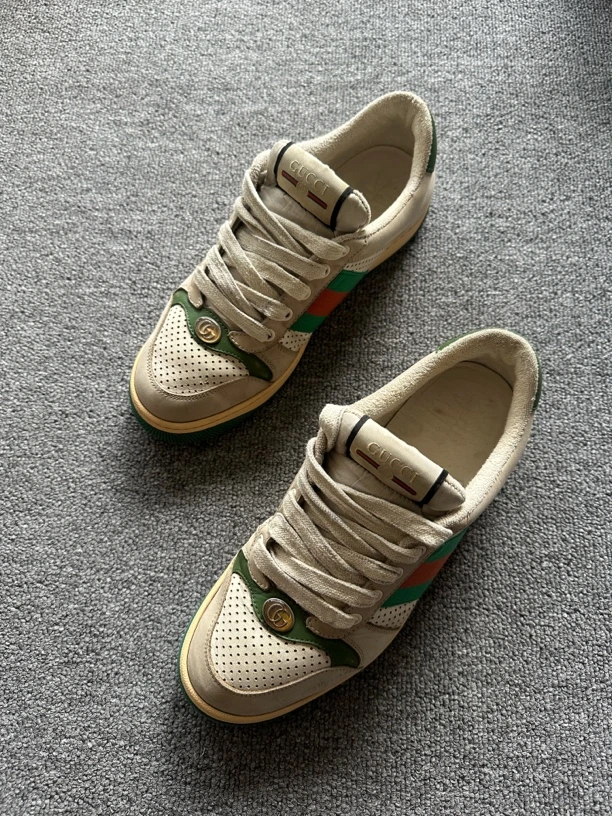 90新 GUCCI/古驰 40.5码 男士绿尾脏脏鞋