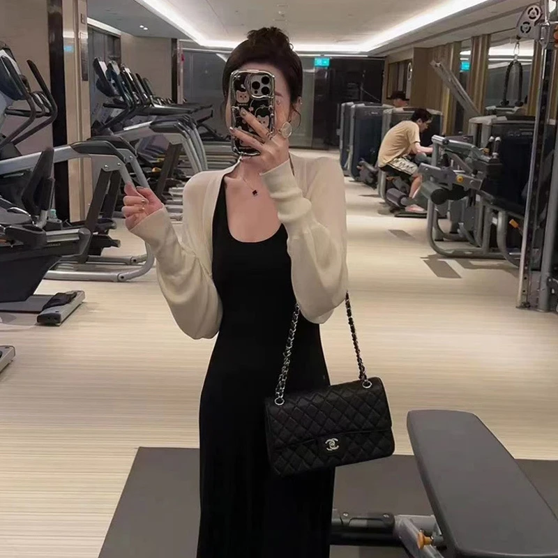 短款针织开衫女薄款高级感春秋配吊带连衣裙子外搭罩衫小披肩外套