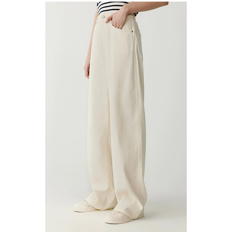 DAR原厂孤品特价清！拍完则无！“小禾”环保棉弹白牛仔直筒裤X136