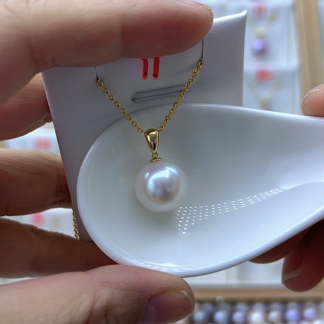 淡水珍珠吊坠(不含链)18K金镶嵌13.8