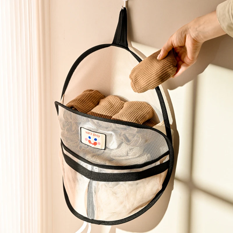 橱明星家用简约袜子内衣透气收纳袋壁挂式大容量创意储物收纳