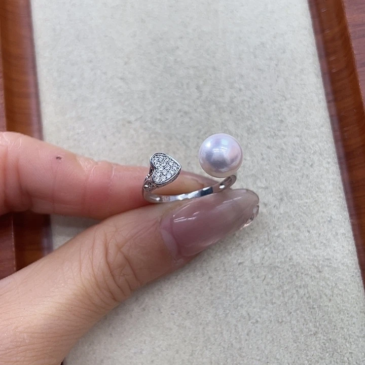 海水珍珠银S925镶嵌戒指