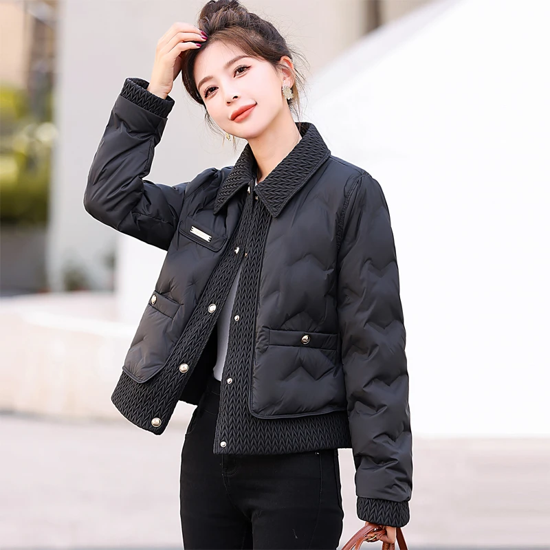 小香风轻薄羽绒服女短款冬2025新款高端小个子时尚保暖白鸭绒外套