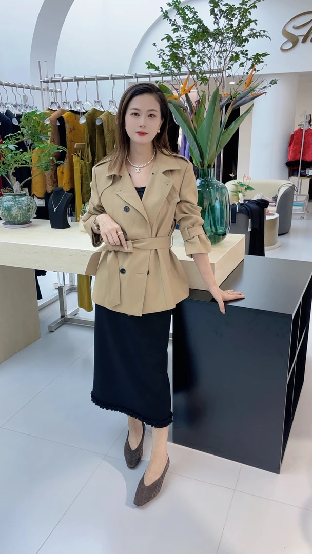 （述恩家）小众设计风衣长款显瘦网红直筒型