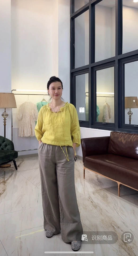 2025早秋时尚百搭高级感麻休闲裤1394