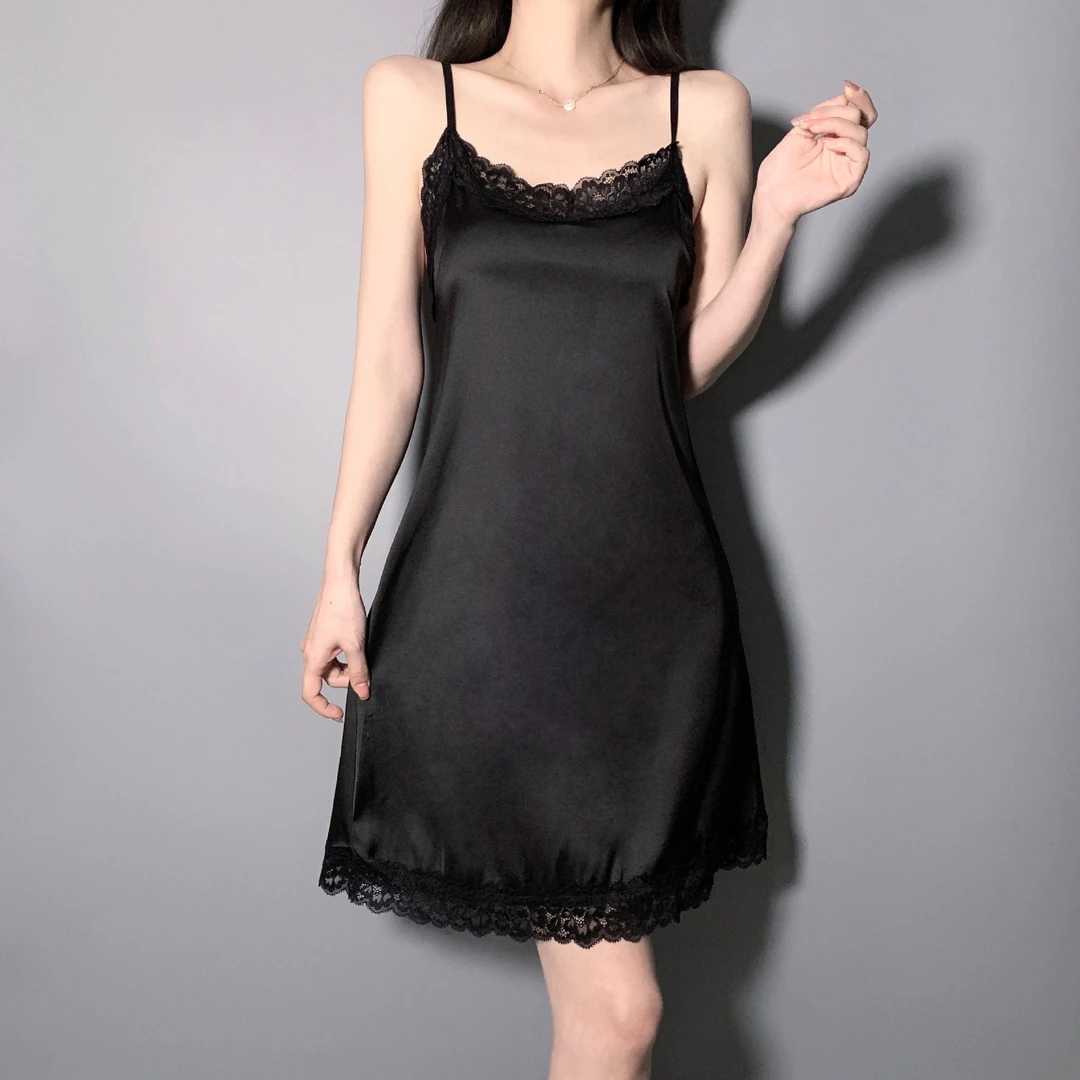性感黑色纯欲风修身睡裙居家服睡衣
