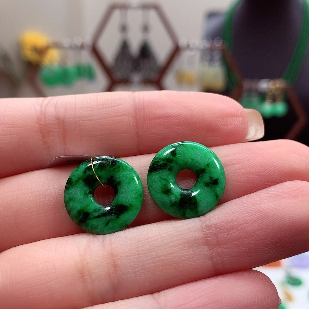 翡翠耳饰未镶嵌ᝰ***天然翡翠