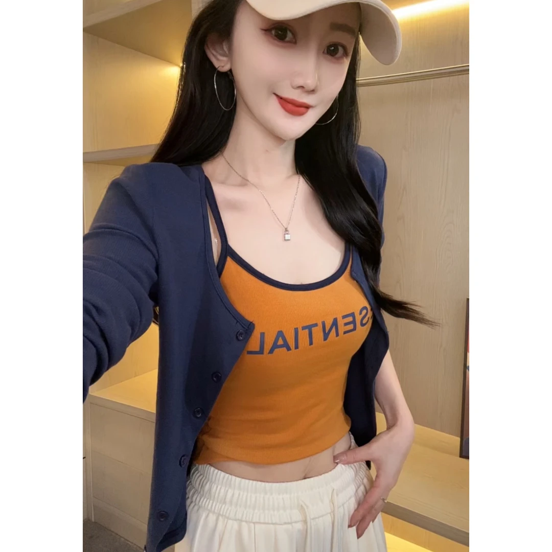 外套+背心【奈奈032】两件套时尚T恤女长袖老钱风松弛感女装贵气