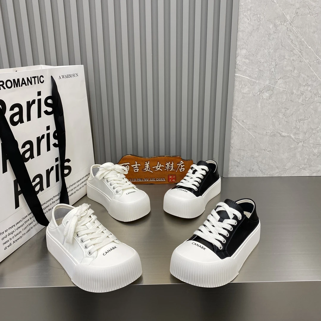 韩版芒果头厚底真皮两穿休闲女鞋2025新款百搭系带小白鞋软底板鞋