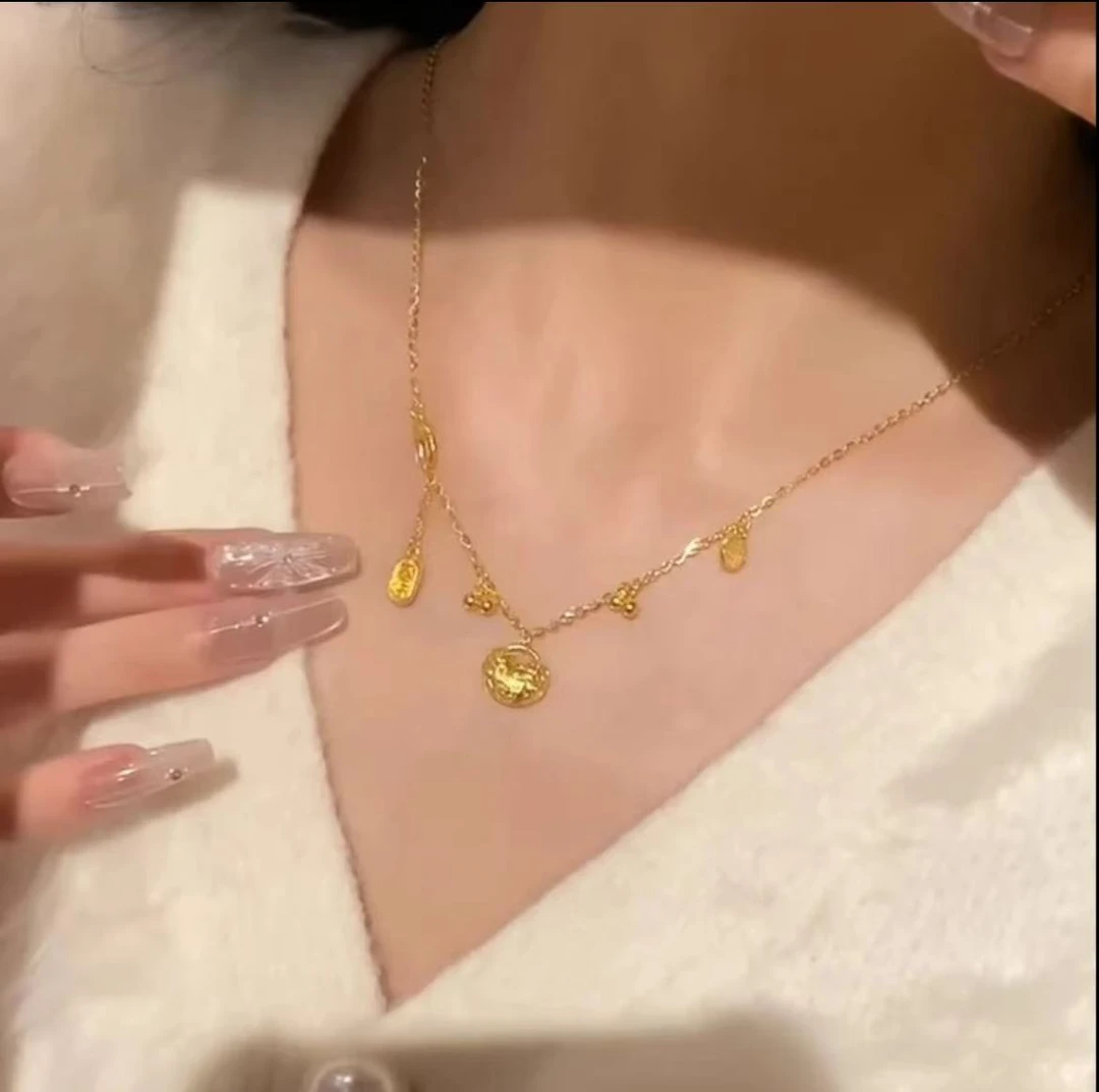 铜合金项链 平安锁包时尚百搭黄金首饰O0078