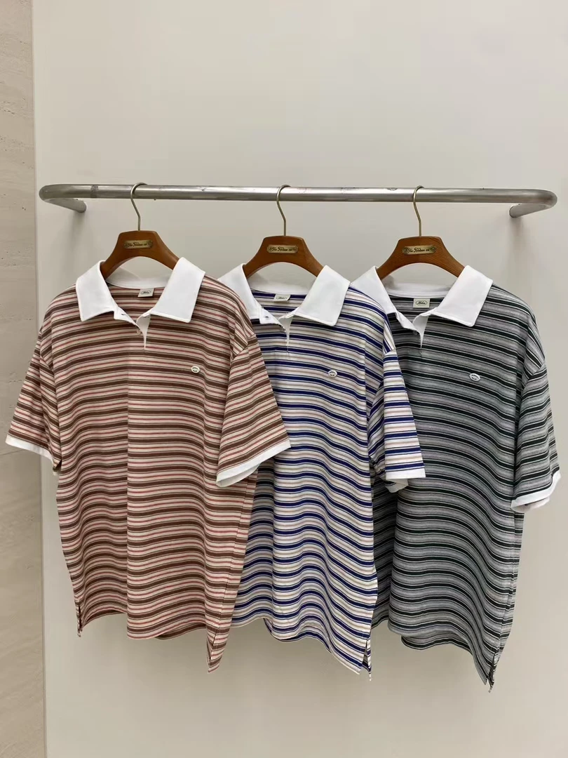 HE25ss  正品无退换 条纹polo大t 宽松休闲百搭
