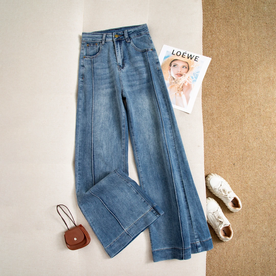 欧若风高腰阔腿裤牛仔裤女2025春季新款宽松直筒显瘦时尚潮7818