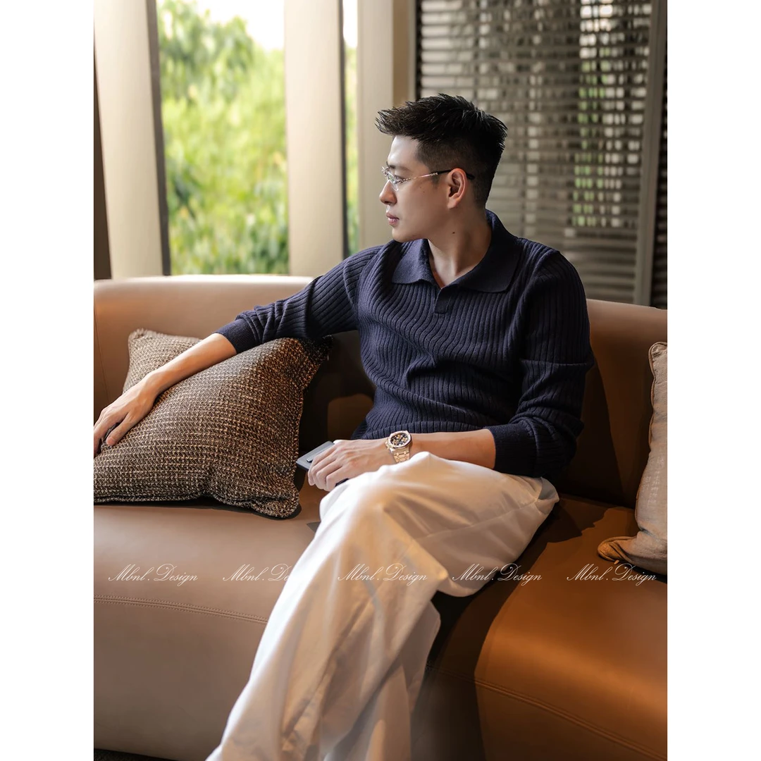 MBNL-F「Rib Knit」秦磊男装德国进口机器羊毛混纺Polo衫LL-WSY1149
