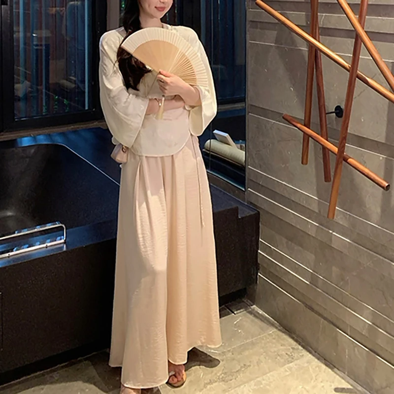 春夏新款冰裂纹超薄缎面裙裤女高腰宽松显瘦阔腿裤子  A24466