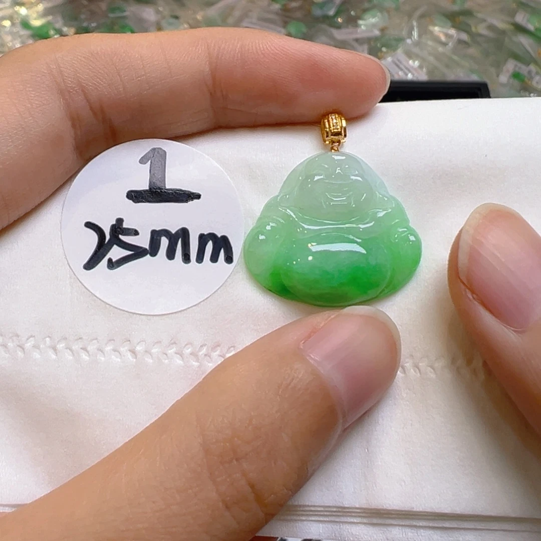 吊坠(不含链)18K金镶嵌翡翠