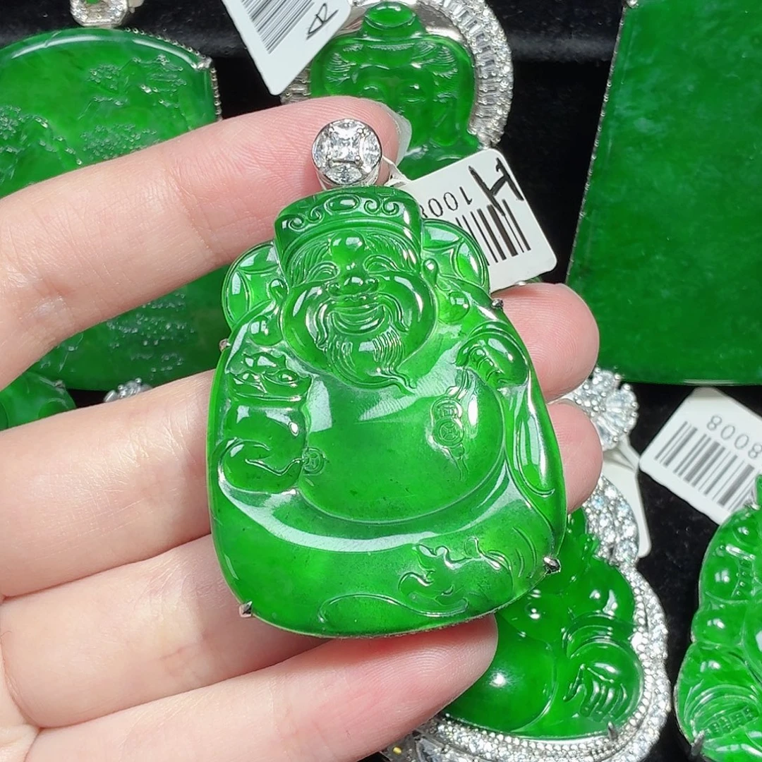 翡翠银S925镶嵌颈饰天然A货翡翠