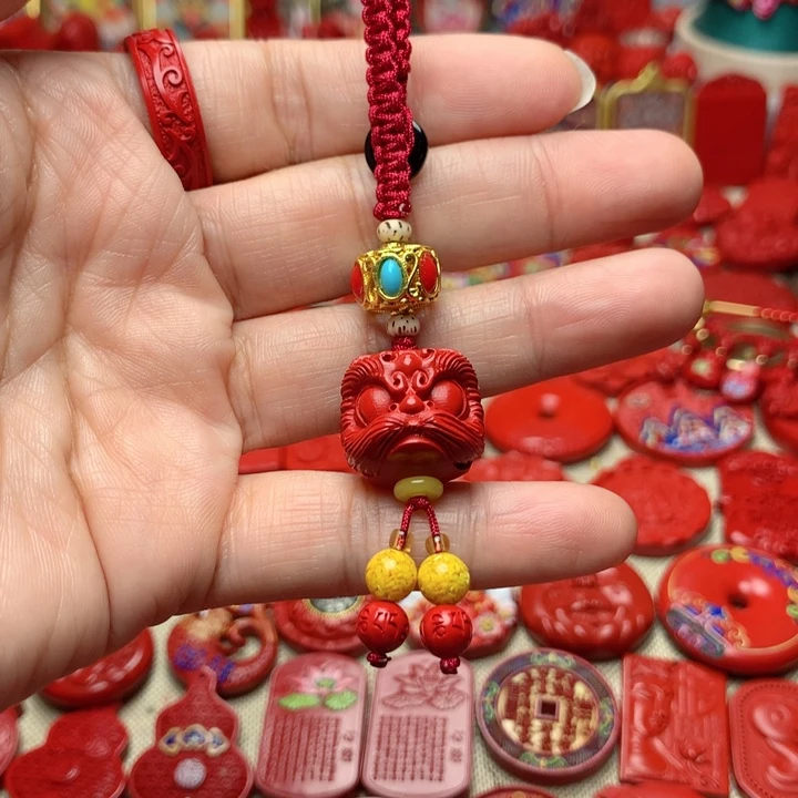 天然辰砂工艺品朱砂钥匙扣