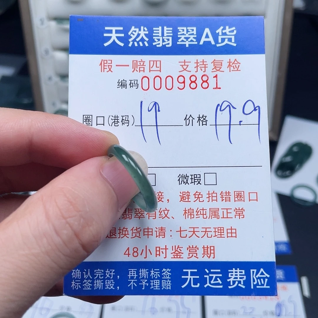 翡翠未镶嵌戒指9881