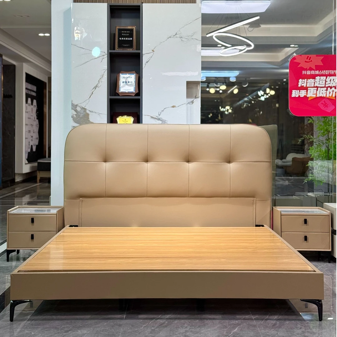 真皮床主卧床免洗软包床松弛感皮艺双人床#669