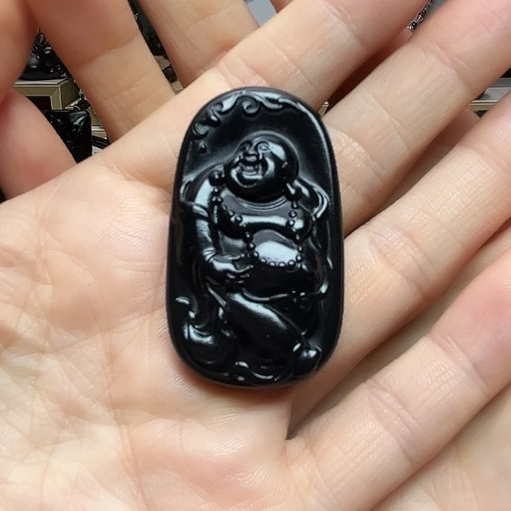 和田玉（墨玉）未镶嵌吊坠(赠链)小佛公