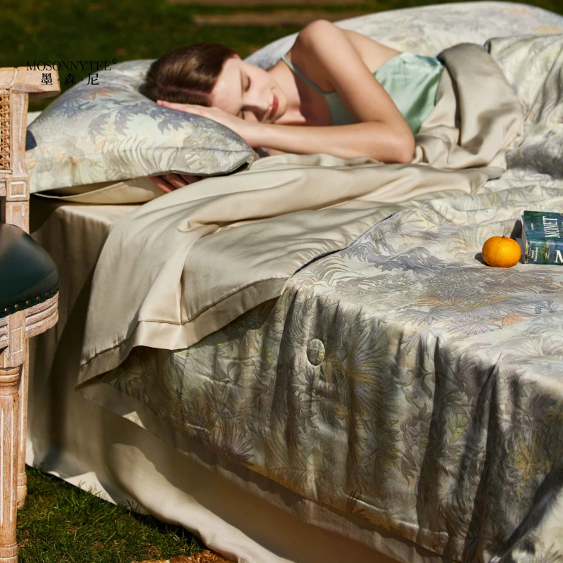 2025新款莱赛尔天丝数码床单被套四件套高级感