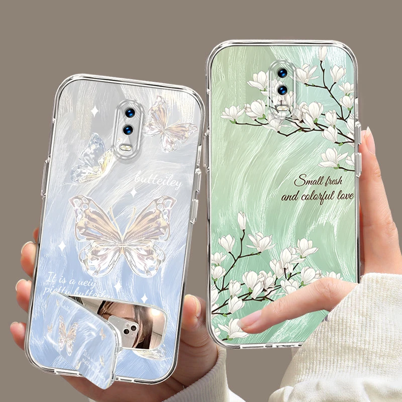 OPPOR17手机壳PBEM00硅胶防摔R17全包透明壳镜子支架男女个性软壳